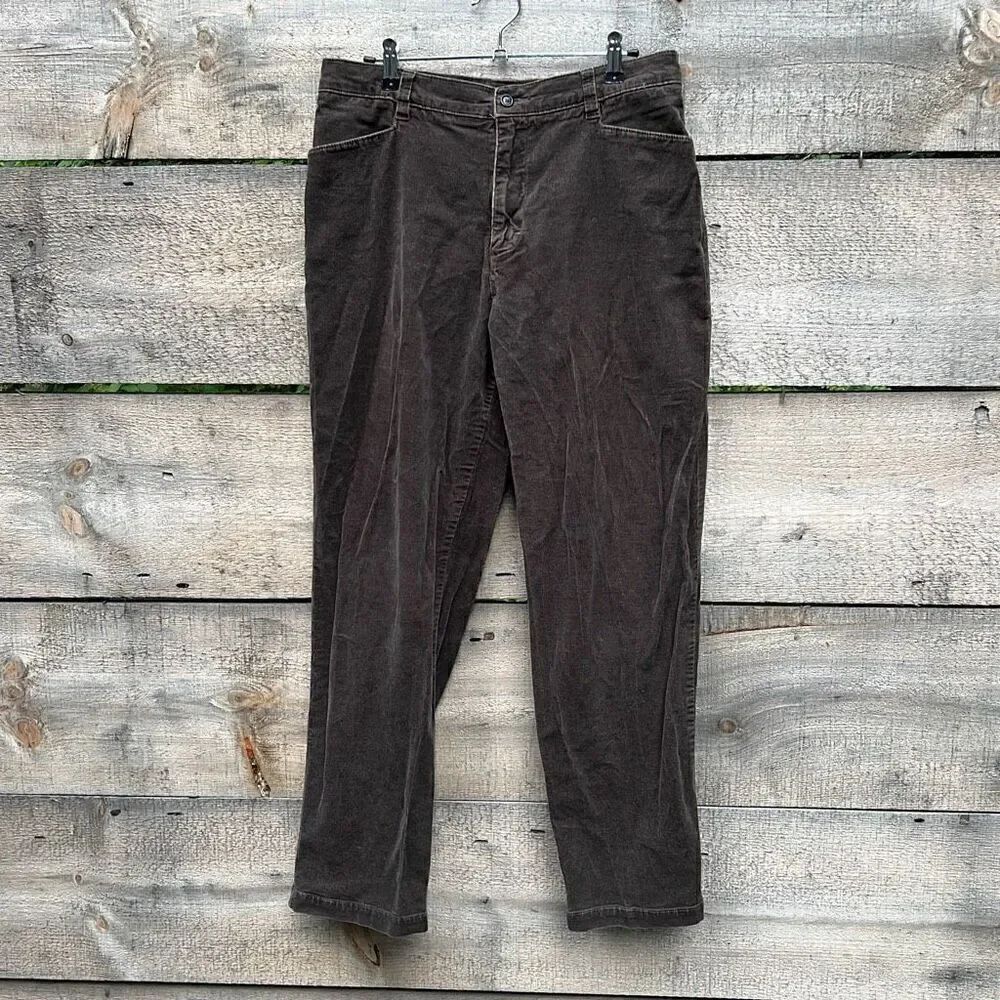 Lee Women's Dark Brown Jeanswear Stretch Straight Leg Corduroy Pants Size 14M